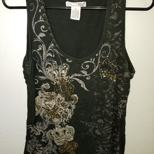Black & Bronze Studded & Rhinstone Tank